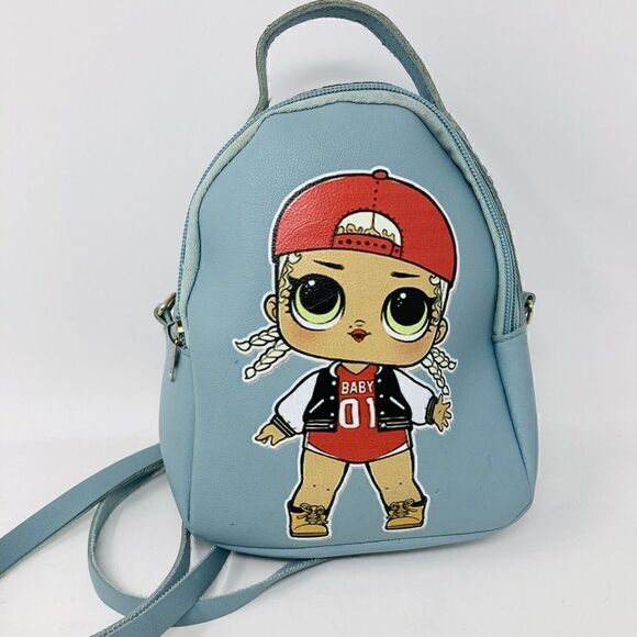 LOL BABY Mini Backpack Light Blue Girl's Bag !Baseball Girl! 7x6x3” - Picture 1 of 10